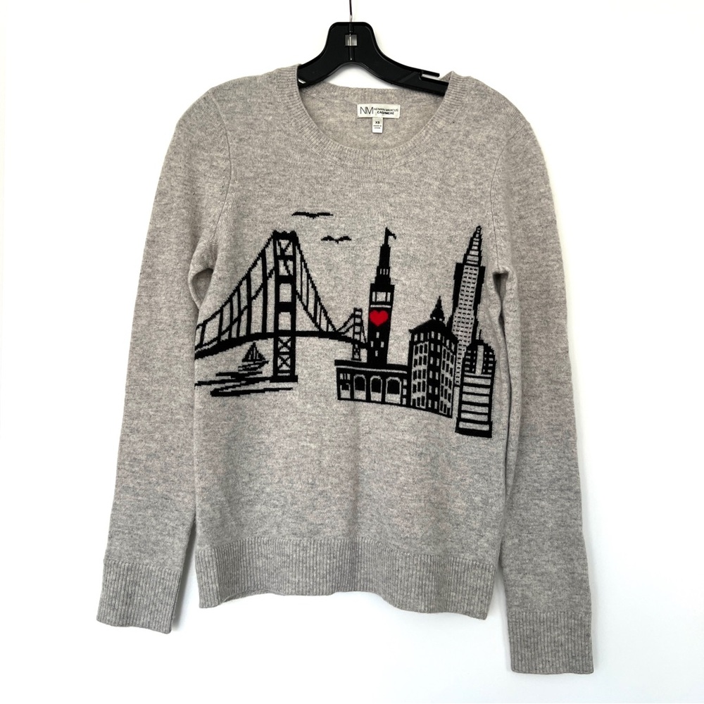 Neiman Marcus Cashmere Sweater with San Francisco Landmarks in Gray